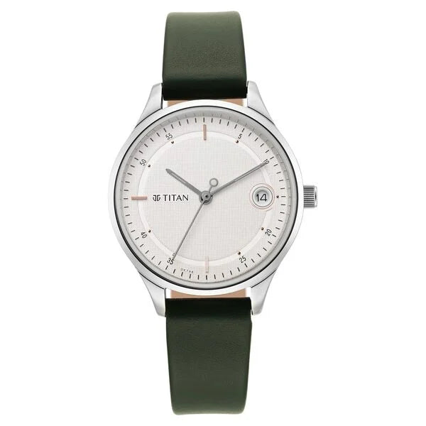 Titan 2649SL01 | Titan Workwear Silver Dial Women Watch With Leather Strap