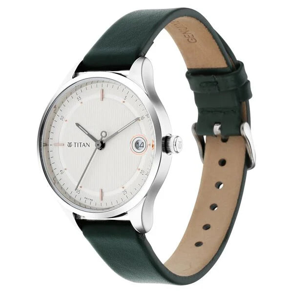 Titan 2649SL01 | Titan Workwear Silver Dial Women Watch With Leather Strap