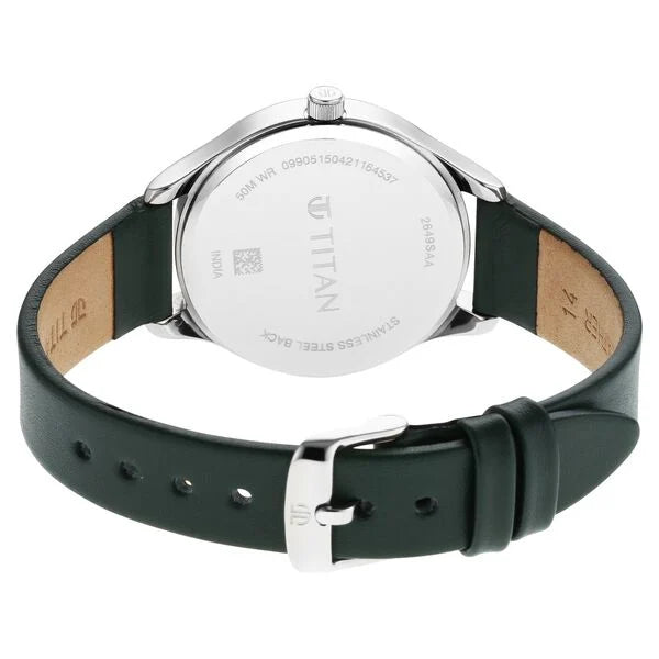 Titan 2649SL01 | Titan Workwear Silver Dial Women Watch With Leather Strap