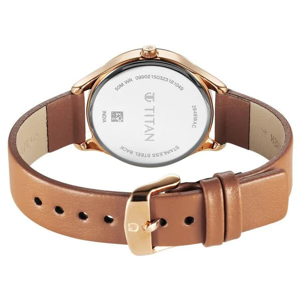 Titan 2649WL04 | Titan Workwear White Dial Leather Strap Watch for Women