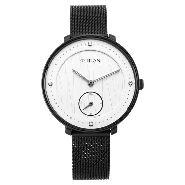 Titan 2651NM01 | Titan Workwear Black Dial Women Watch With Stainless Steel Strap