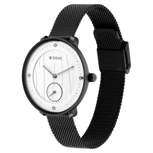 Titan 2651NM01 | Titan Workwear Black Dial Women Watch With Stainless Steel Strap