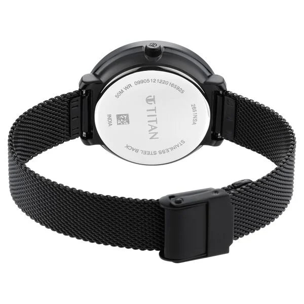 Titan 2651NM01 | Titan Workwear Black Dial Women Watch With Stainless Steel Strap