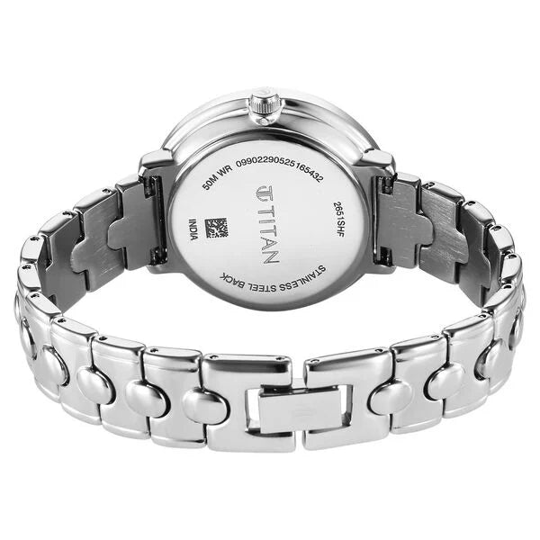 Titan 2651SM09 | Titan Workwear Quartz Analog Maroon Dial Silver Colour Metal Strap Watch For Women