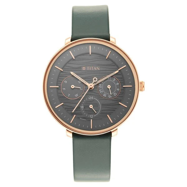 Titan 2651WL02 | Titan Women's Svelte Black: Multi-Function Watch with Leather Strap