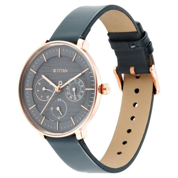 Titan 2651WL02 | Titan Women's Svelte Black: Multi-Function Watch with Leather Strap