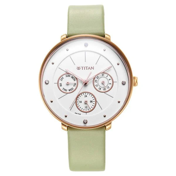 Titan 2651WL09 | Titan Neo Quartz Multifunction White Dial Leather Strap Watch for Women