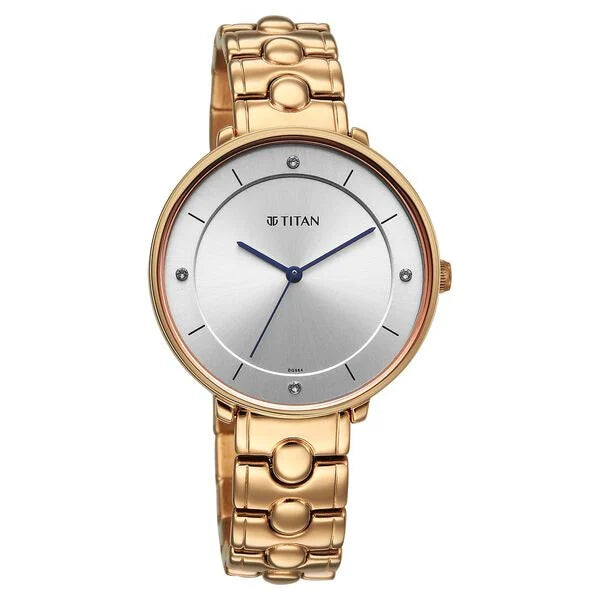 Titan 2651WM11 | Titan Workwear Quartz Analog Grey Dial Rose Gold Colour Metal Strap Watch For Women