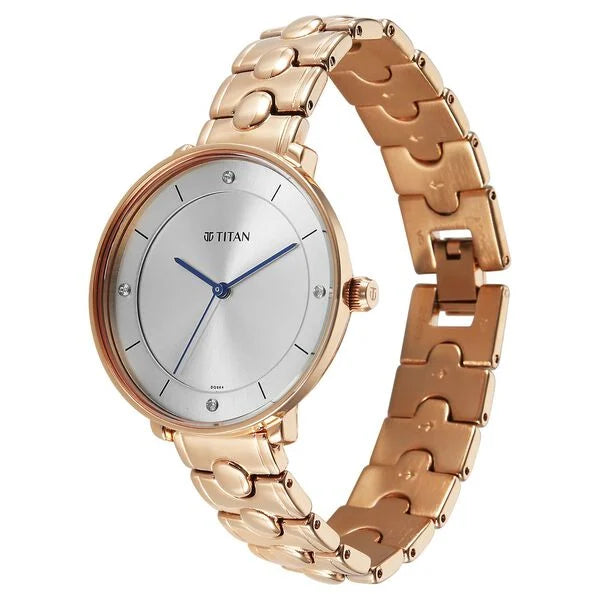 Titan 2651WM11 | Titan Workwear Quartz Analog Grey Dial Rose Gold Colour Metal Strap Watch For Women