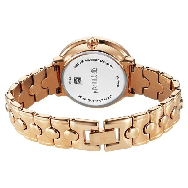 Titan 2651WM11 | Titan Workwear Quartz Analog Grey Dial Rose Gold Colour Metal Strap Watch For Women