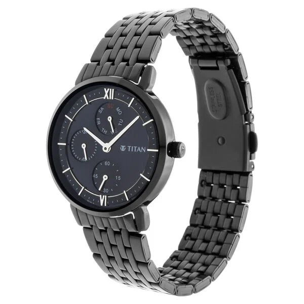 Titan 2652NM01 | Titan Women's Regal: Roman Numeral Black Dial & Metal Strap Watch