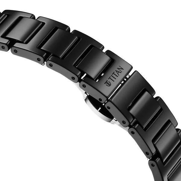 Titan 2653NC01 | Titan Edge Ceramic Quartz Analog Black Dial Black Ceramic Strap Watch For Women