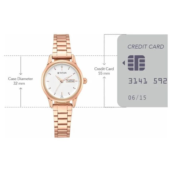 Titan 2656WM01 | Titan Women's Lagan Watch: Rose Gold Accents & Refined Elegance - 25 mm Dial Size - Small Dial