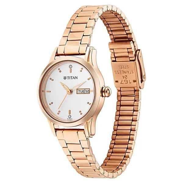Titan 2656WM01 | Titan Women's Lagan Watch: Rose Gold Accents & Refined Elegance - 25 mm Dial Size - Small Dial
