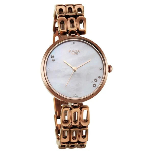 Titan 2659QM01 | Titan Raga Chic Mother Of Pearl Dial Analog Metal Strap Watch for Women