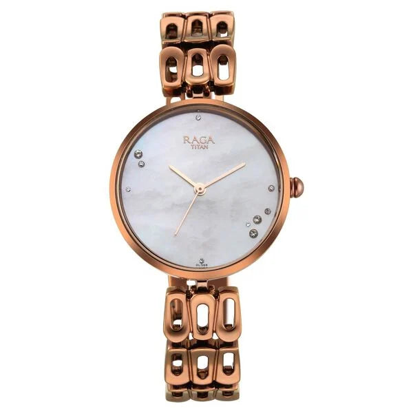Titan 2659QM01 | Titan Raga Chic Mother Of Pearl Dial Analog Metal Strap Watch for Women