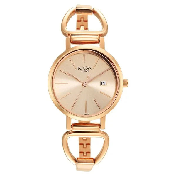 Titan 2669WM01 | Titan Rose Gold Dial Quartz Analog with Date Watch for Women