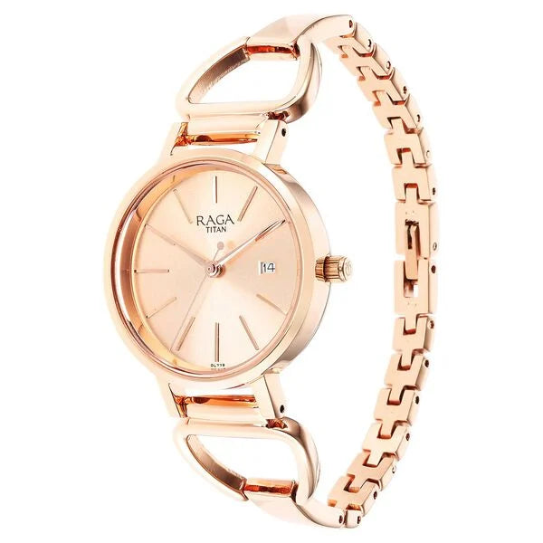 Titan 2669WM01 | Titan Rose Gold Dial Quartz Analog with Date Watch for Women