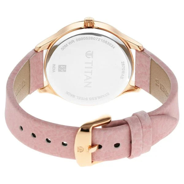 Titan 2670WL02 | Titan Pastel Dreams Pink Mother of Pearl Dial Analog Leather Strap Watch for Women