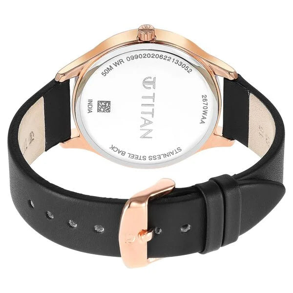 Titan 2670WL07 | Titan Neo Workdays Black Dial Quartz Multifunction Leather Strap watch for Women