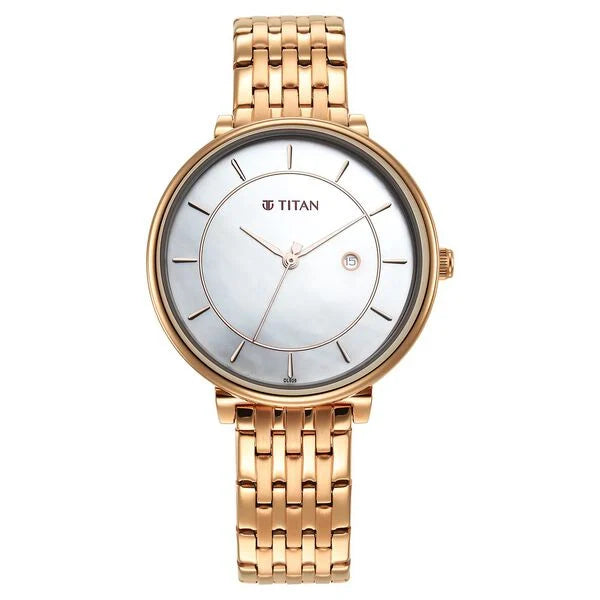 Titan 2673WM01 | Titan Premium Workwear White Dial Analog with Date Stainless Steel Strap watch for Women