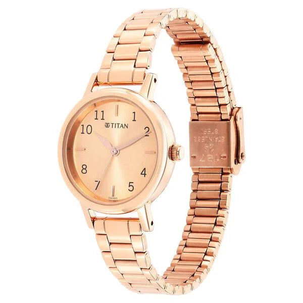 Titan 2678WM01 | Titan Karishma Rose Gold Dial Analog Stainless Steel Strap Watch for Women