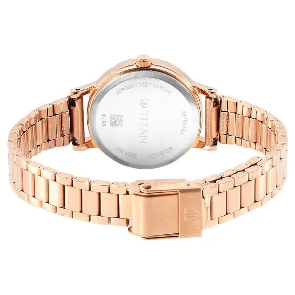 Titan 2678WM01 | Titan Karishma Rose Gold Dial Analog Stainless Steel Strap Watch for Women