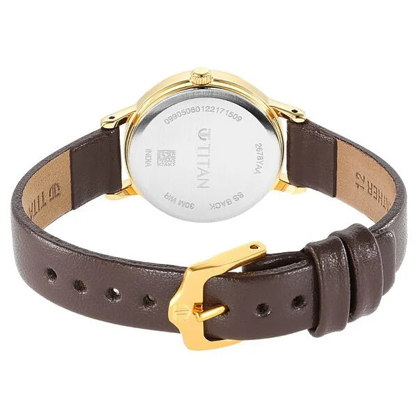 Titan 2678YL02 | Titan Karishma Brown Dial Leather Strap Watch for Women