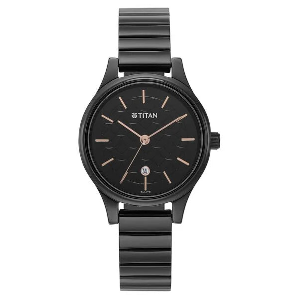 Titan 2679NM01 | Titan Karishma Quartz Analog Black Round Dial Black Stainless Steel Strap Watch For Women