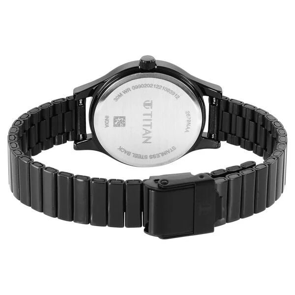 Titan 2679NM01 | Titan Karishma Quartz Analog Black Round Dial Black Stainless Steel Strap Watch For Women