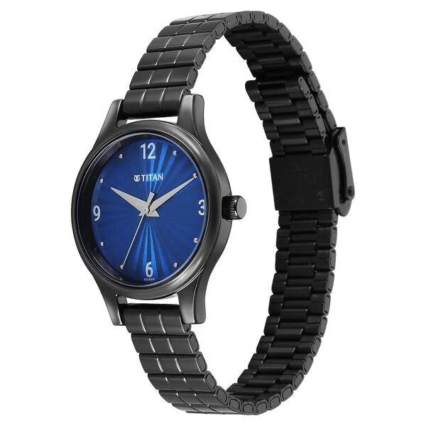 Titan 2679NM02 | Titan Karishma Quartz Analog Blue Dial Black Stainless Steel Strap Watch For Women
