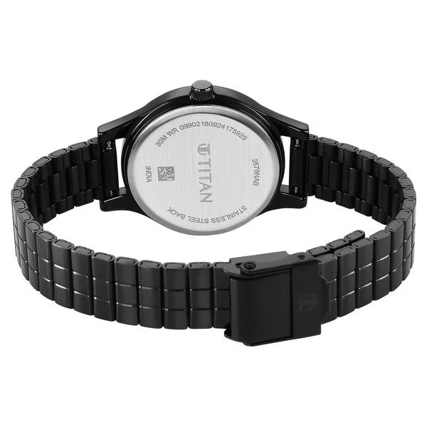 Titan 2679NM02 | Titan Karishma Quartz Analog Blue Dial Black Stainless Steel Strap Watch For Women
