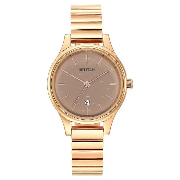 Titan 2679WM01 | Titan Karishma Brown Dial Metal Strap Watch for Women