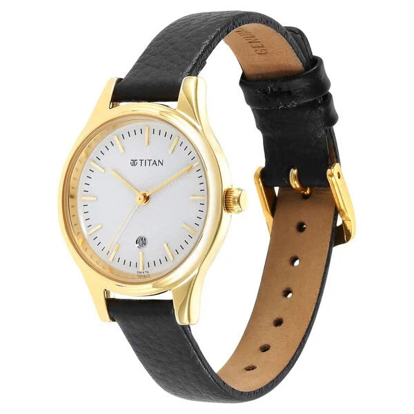 Titan 2679YL01 | Titan Karishma White Dial Analog Leather Strap watch for Women