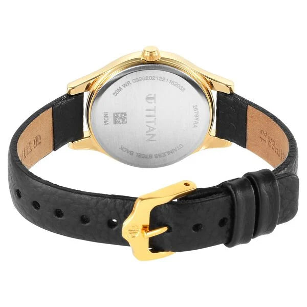 Titan 2679YL01 | Titan Karishma White Dial Analog Leather Strap watch for Women