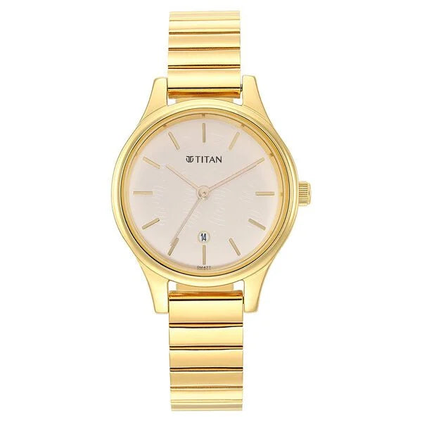 Titan 2679YM01 | Titan Karishma Beige Dial Analog Stainless Steel Strap watch for Women
