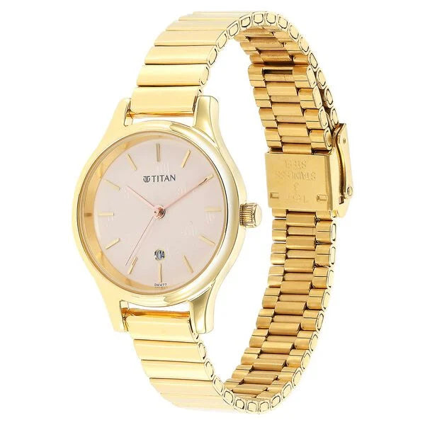 Titan 2679YM01 | Titan Karishma Beige Dial Analog Stainless Steel Strap watch for Women
