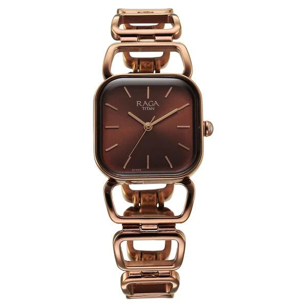 Titan 2697QM02 | Titan Raga Ascend Quartz Analog Brown Dial With Brown Color Metal Strap Watch For Women