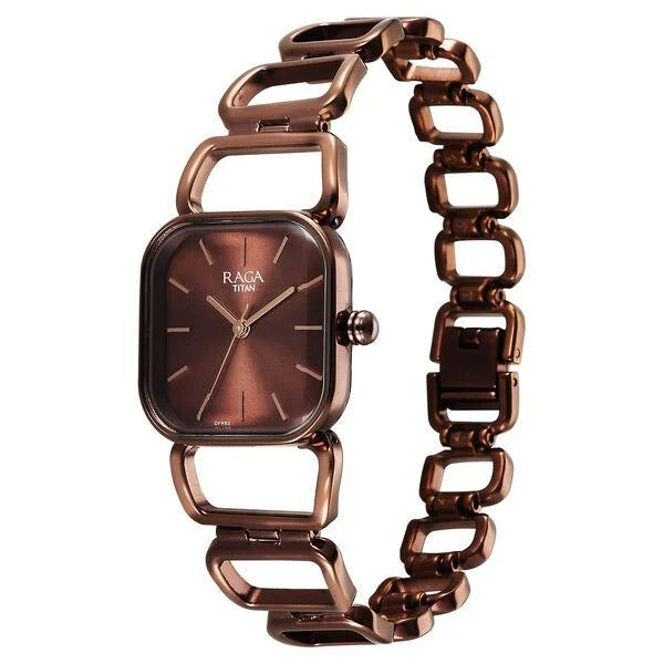 Titan 2697QM02 | Titan Raga Ascend Quartz Analog Brown Dial With Brown Color Metal Strap Watch For Women