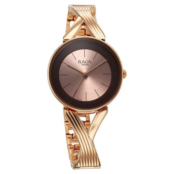 Titan 2698WM01 | Titan Raga Chic Quartz Analog Rose Gold Dial Metal Strap Watch for Women