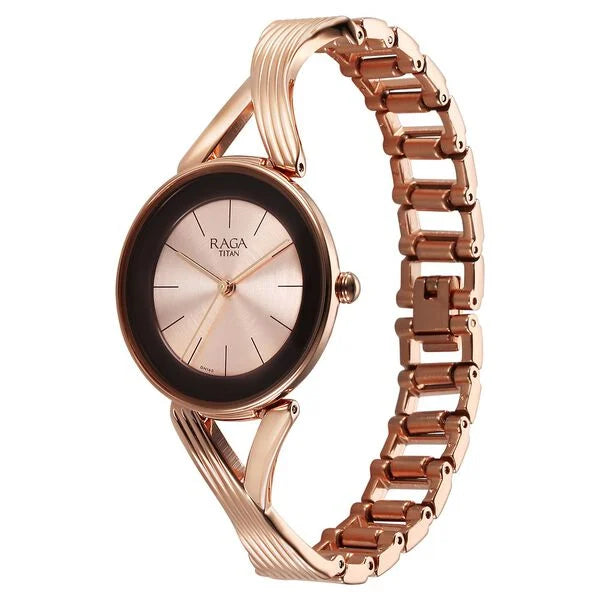 Titan 2698WM01 | Titan Raga Chic Quartz Analog Rose Gold Dial Metal Strap Watch for Women
