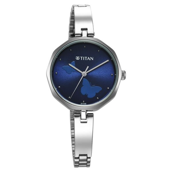 Titan 2702SM02 | Titan Karishma Quartz Analog Blue Dial Stainless Steel Strap Watch for Women