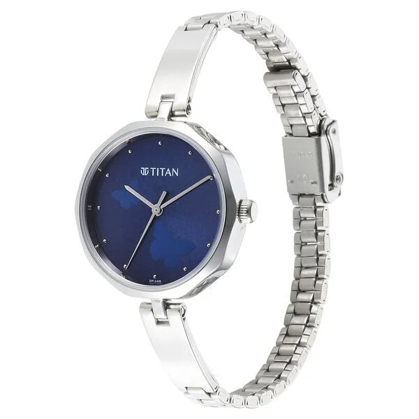 Titan 2702SM02 | Titan Karishma Quartz Analog Blue Dial Stainless Steel Strap Watch for Women