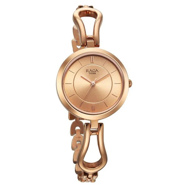 Titan 2727WM01 | Titan Raga Quartz Analog Rose Gold Dial Rose Gold Metal Strap Watch For Women