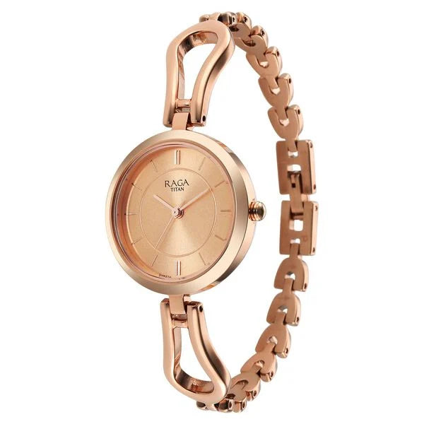 Titan 2727WM01 | Titan Raga Quartz Analog Rose Gold Dial Rose Gold Metal Strap Watch For Women