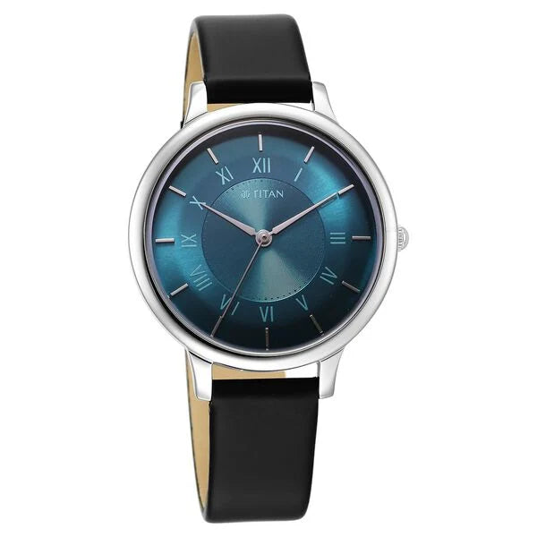 Titan 2732SL01 | Titan Workwear Quartz Analog Blue Dial Brown Leather Strap Watch For Women