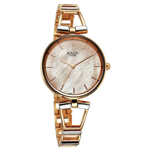 Titan 2747KM01 | Titan Raga Ascend Quartz Analog Mother Of Pearl Dial With Two Toned Color Metal Strap Watch For Women