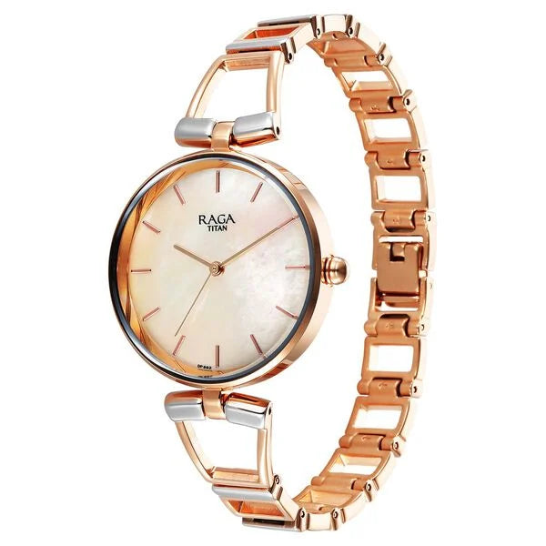 Titan 2747KM01 | Titan Raga Ascend Quartz Analog Mother Of Pearl Dial With Two Toned Color Metal Strap Watch For Women