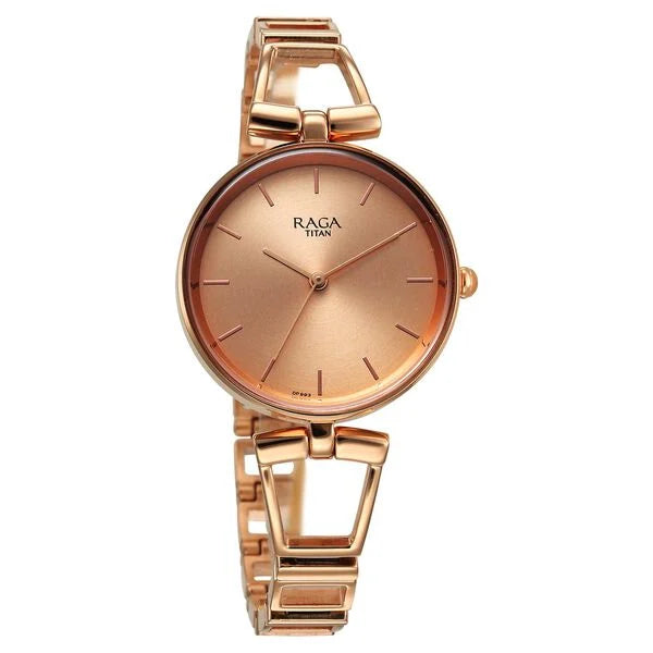 Titan 2747WM01 | Titan Raga Ascend Quartz Analog Rose Gold Dial With Rose Gold Color Metal Strap Watch For Women