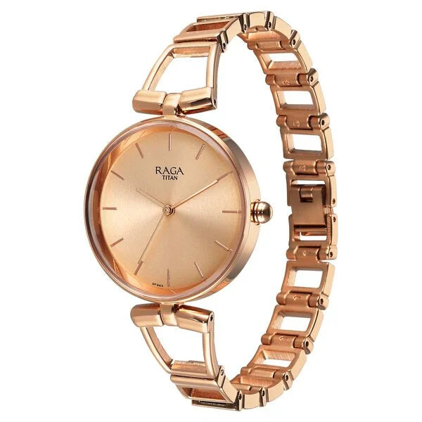 Titan 2747WM01 | Titan Raga Ascend Quartz Analog Rose Gold Dial With Rose Gold Color Metal Strap Watch For Women